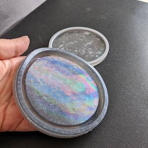 Holographic Silicone Mould mold to make a 95mm coaster , holographic will transfer to your resin.