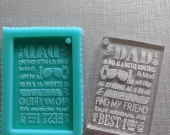 Silicone Mould of a father's day keyring .Cool Dad  3" tall