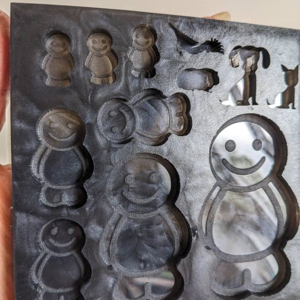 Jelly baby family flat version with pets silicone mould mold