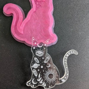 Silicone Mould mold to make a stunning 100mm tall by 5mm deep celestial cat .