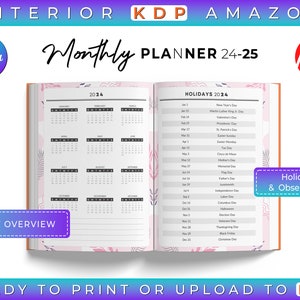 2024-2025 Monthly Planner CANVA Template, Fully Dated, Fully Editable ...
