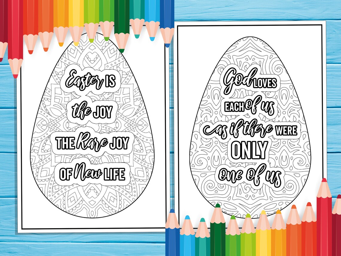 20 Printable Easter Egg Coloring Pages, Easter Quotes Printable PDF ...