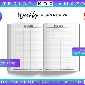 2024 Weekly Planner CANVA Templates, Fully Dated, Fully Editable ...