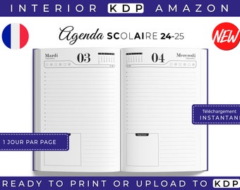 Agenda Scolaire 2024-2025 Journalier 305 pages, 6x9 inches, commercial use,  KDP interior