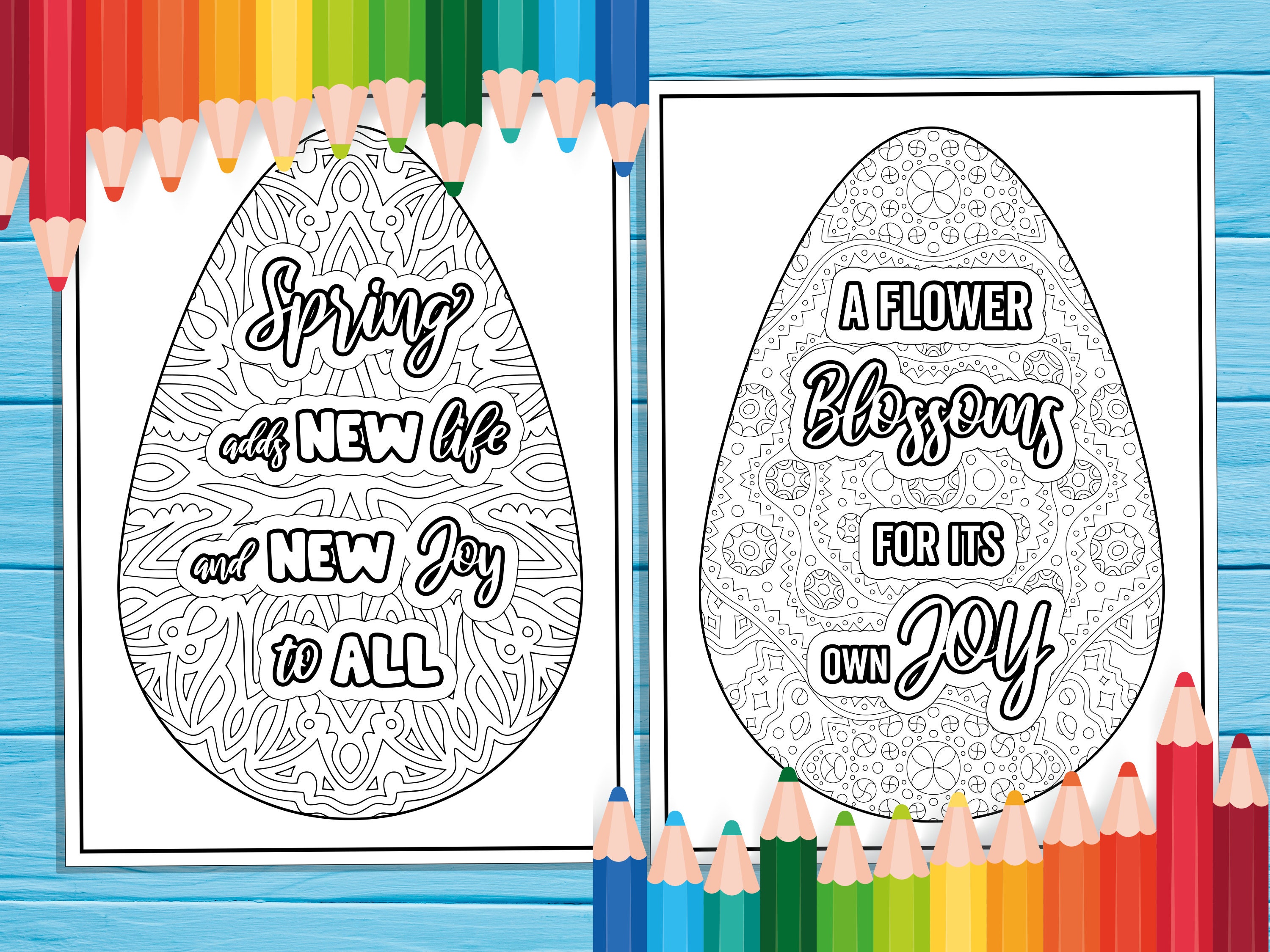 20 Printable Easter Egg Coloring Pages, Easter Quotes Printable PDF ...