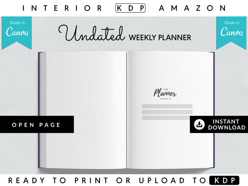 Canva Undated Editable Template Planner Weekly & Monthly Overview ...