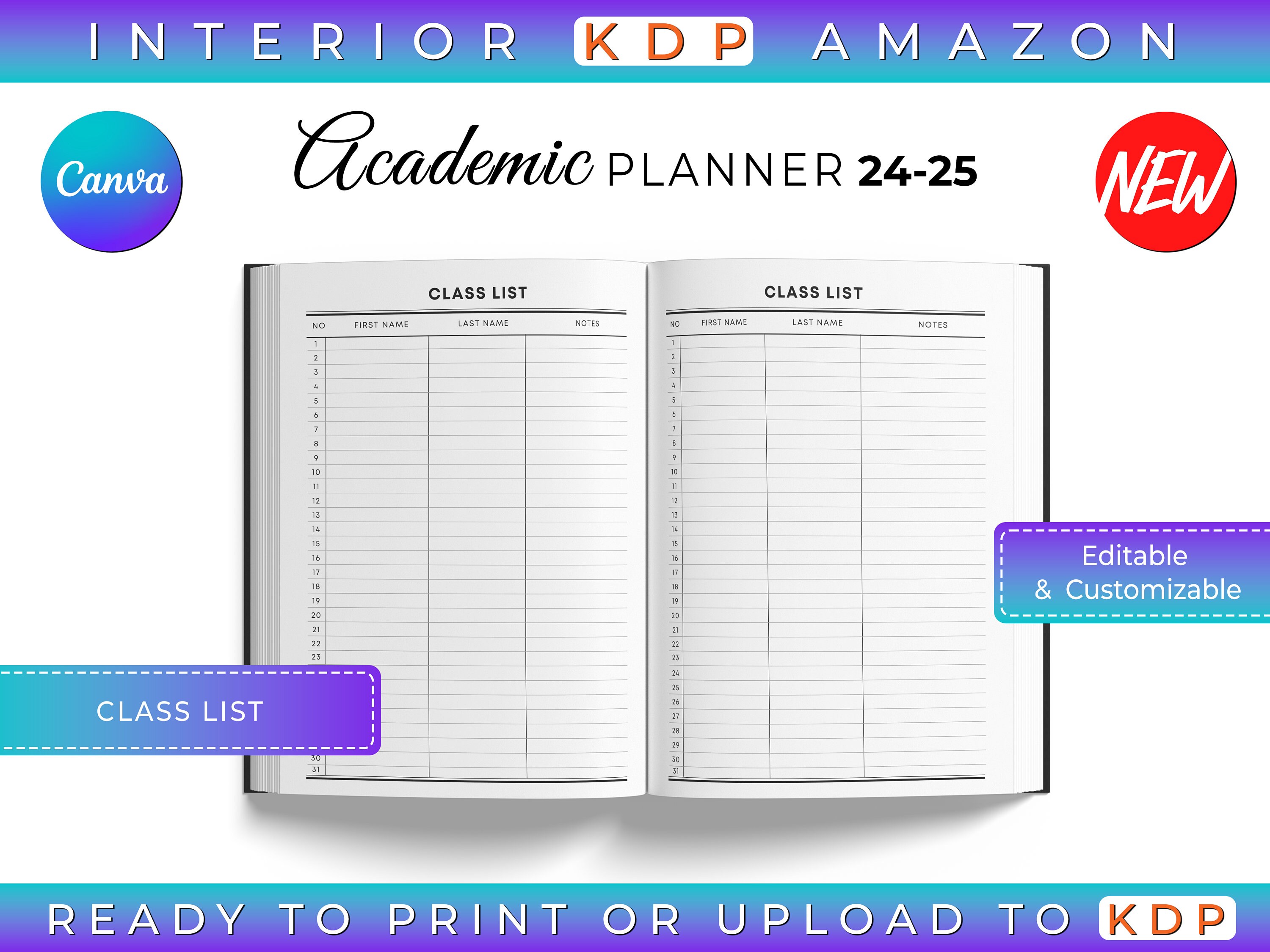 2024 2025 Academic Planner Weekly and Monthly CANVA Templates, Fully ...