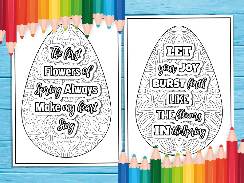 20 Printable Easter Egg Coloring Pages, Easter Quotes Printable PDF ...