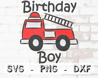 Födelsedagspojke brandbilströja SVG Cricut cut-fil - Utryckningsfordon Sublimering PNG redo att tryckas - söt första hjälpen vektordesign dxf
