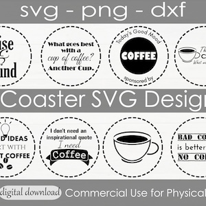 Underlägg SVG-paket - Underläggsklistermärke svg - kaffekopp svg - t-shirt sublimering - men först kaffe svg - kaffemugg svg - koffein svg