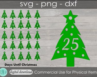 Christmas Tree Advent Calendar for kids SVG - Advent Calendar Printable - Christmas Countdown Digital File - Countdown Laser Files