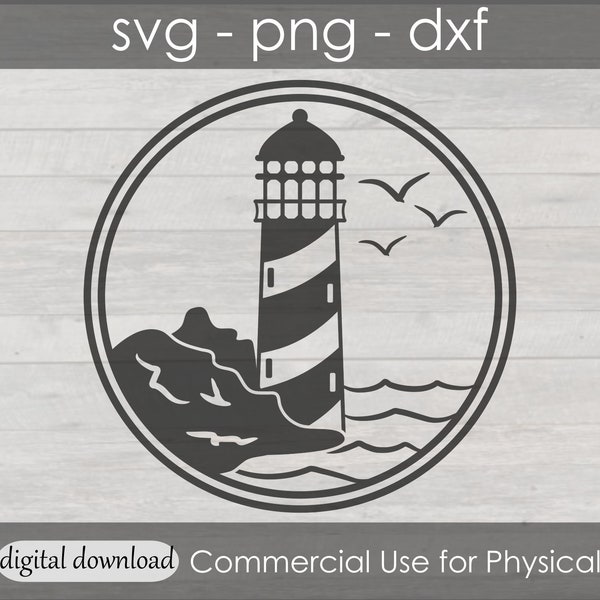 Lighthouse Logo svg - Round Circle Frame Design for Shirts and Signs - Sublimation Digital Download - Cut File for Cricut - Silhouette dxf