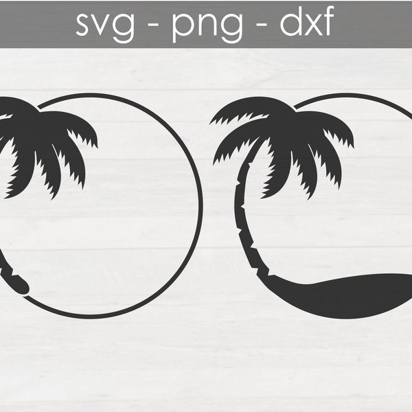 Palm Tree Circle Border SVG - Round SVG Design - Cricut - Silhouette - Glowforge Cut files - svg - png - dxf