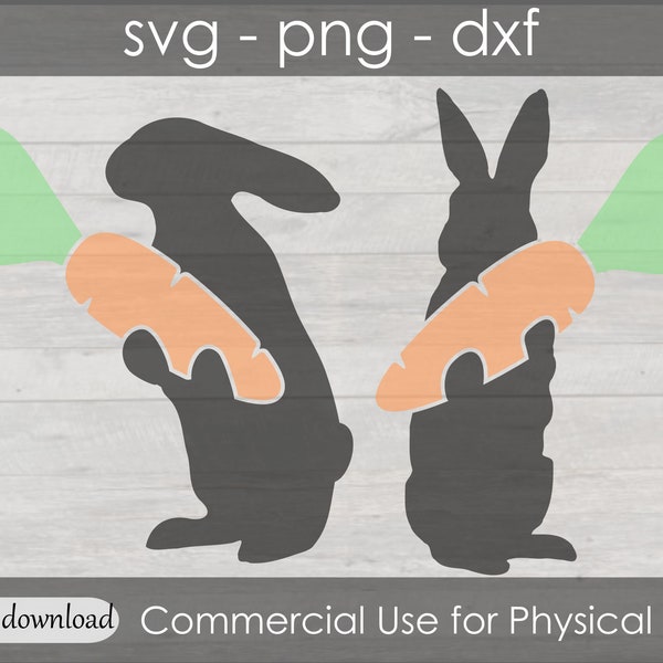 Bunny and Carrots SVG - Easter Bunny Carrot SVG - Rabbit and Carrots SVG - Easter Bunny Holding Carrot