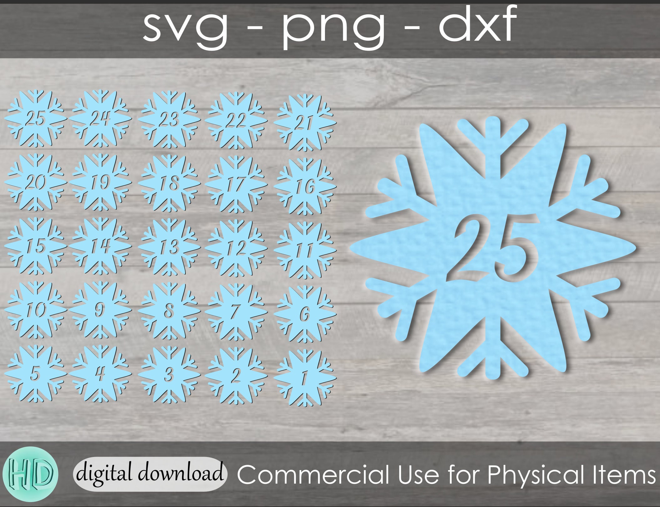 Snowflake Advent Calendar for Kids SVG Advent Calendar Printable