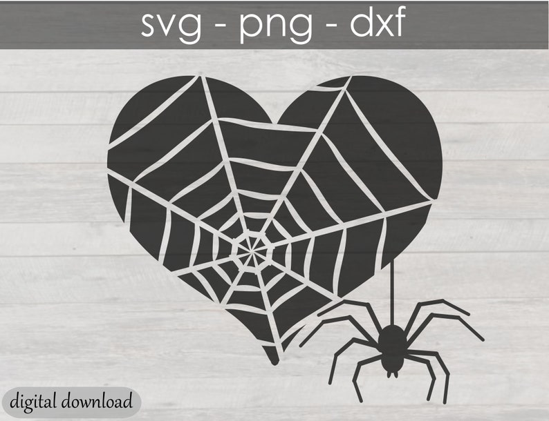 Spider  Heart SVG Hart Spinnenweb svg Halloween Hart Etsy België