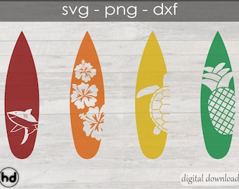Summer Surfboard SVG - Surfboard Pineapple - Surfboard Shark - Surfboard Silhouette - Summer Shirt SVG cut file