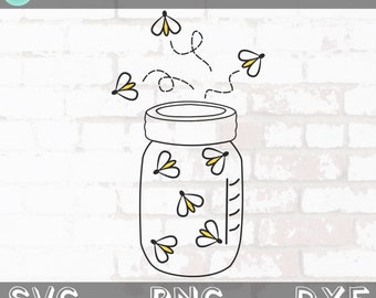 Fireflies in a jar svg cricut cut file - Farmhouse Decor Sign Design - svg png dxf