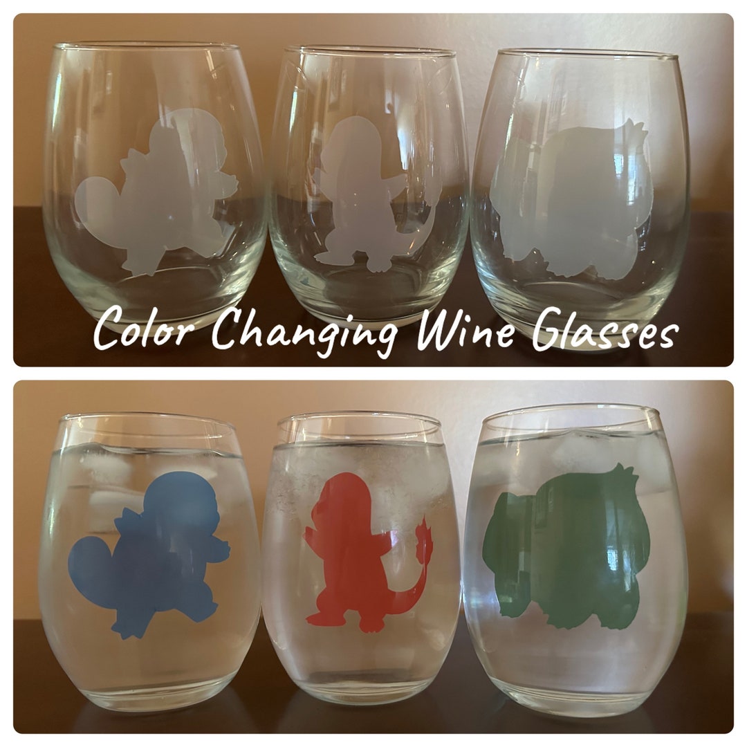 Pokémon Color Changing Wine Glassespokémon Wine Glassescolor Etsy