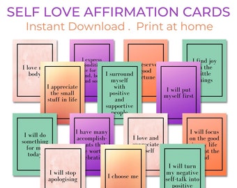 Self Love Affirmation Cards, Printable Affirmation Cards, Printable Affirmation Cards for Women, Self Care Affirmation Cards