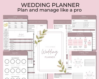 PRINTABLE WEDDING PLANNER, wedding workbook, wedding planner, wedding worksheet, engagement gift, wedding checklist, wedding budget