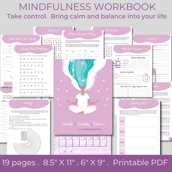 MINDFULNESS PRINTABLE, Mindfulness Workbook, Mindfulness Journal