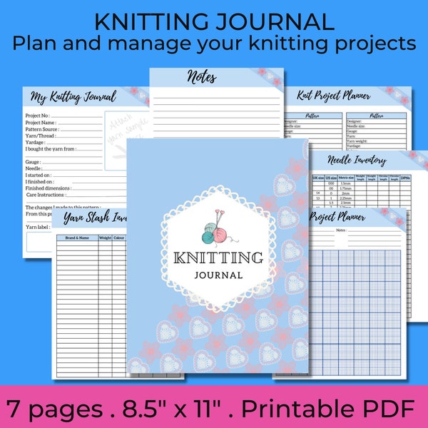 KNITTING JOURNAL, Knitting Planner, Knitting Notebook, Project Planner, Planner Printable, Project Planner Printable