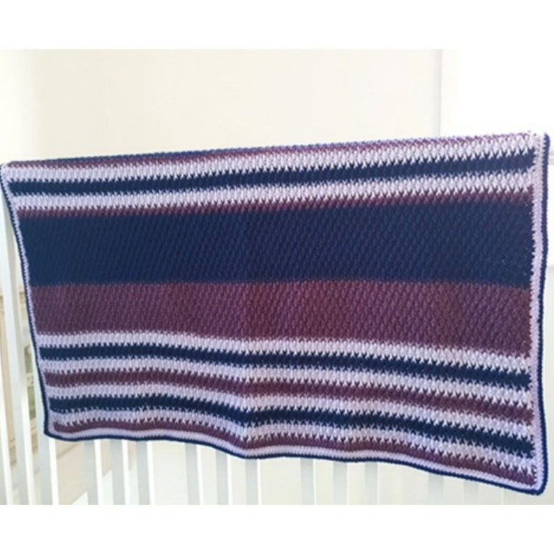 Stripe Crochet Blanket Pattern, Easy Crochet Blanket Pattern, Crochet Pattern Afghan, Colourful Crochet Blanket Pattern, Alpine Stitch image 6