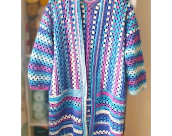 Granny Stitch Cardigan Pattern, Crochet Cardigan Pattern, Crochet Boho Cardigan, Granny Stitch Pattern, Easy Crochet Pattern