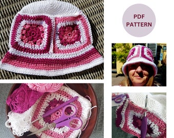 Crochet Pattern Bucket Hat, Granny Square Bucket Hat Pattern, Bucket Hat Crochet Pattern, Crochet Pattern Hat, PDF Crochet Pattern