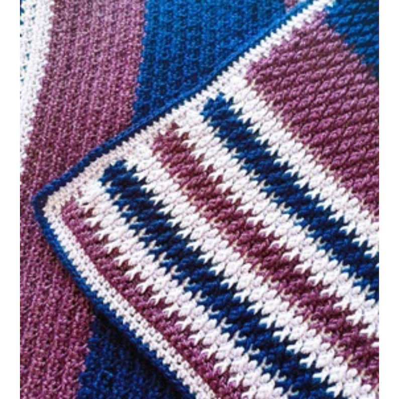 Stripe Crochet Blanket Pattern, Easy Crochet Blanket Pattern, Crochet Pattern Afghan, Colourful Crochet Blanket Pattern, Alpine Stitch image 1