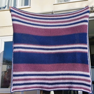 Stripe Crochet Blanket Pattern, Easy Crochet Blanket Pattern, Crochet Pattern Afghan, Colourful Crochet Blanket Pattern, Alpine Stitch image 2