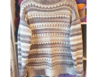 Crochet Sweater Pullover Pattern, Easy Crochet Sweater in 6 Sizes, Crochet Jumper