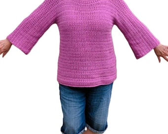 Crochet Pullover Sweater Pattern, Crochet Jumper Pattern, Crochet Sweater Pattern 3/4 Sleeve, Beginner Friendly Crochet Pattern Sweater
