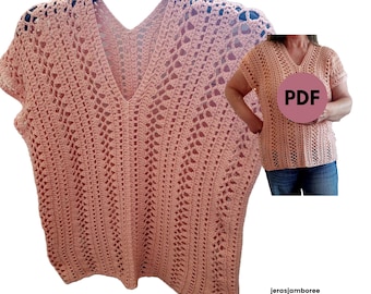 Crochet Summer Top Pattern, Crochet Short Sleeve Top Pattern, Crochet Top Pattern Women, Lacy Crochet Top Pattern, Crochet Pattern