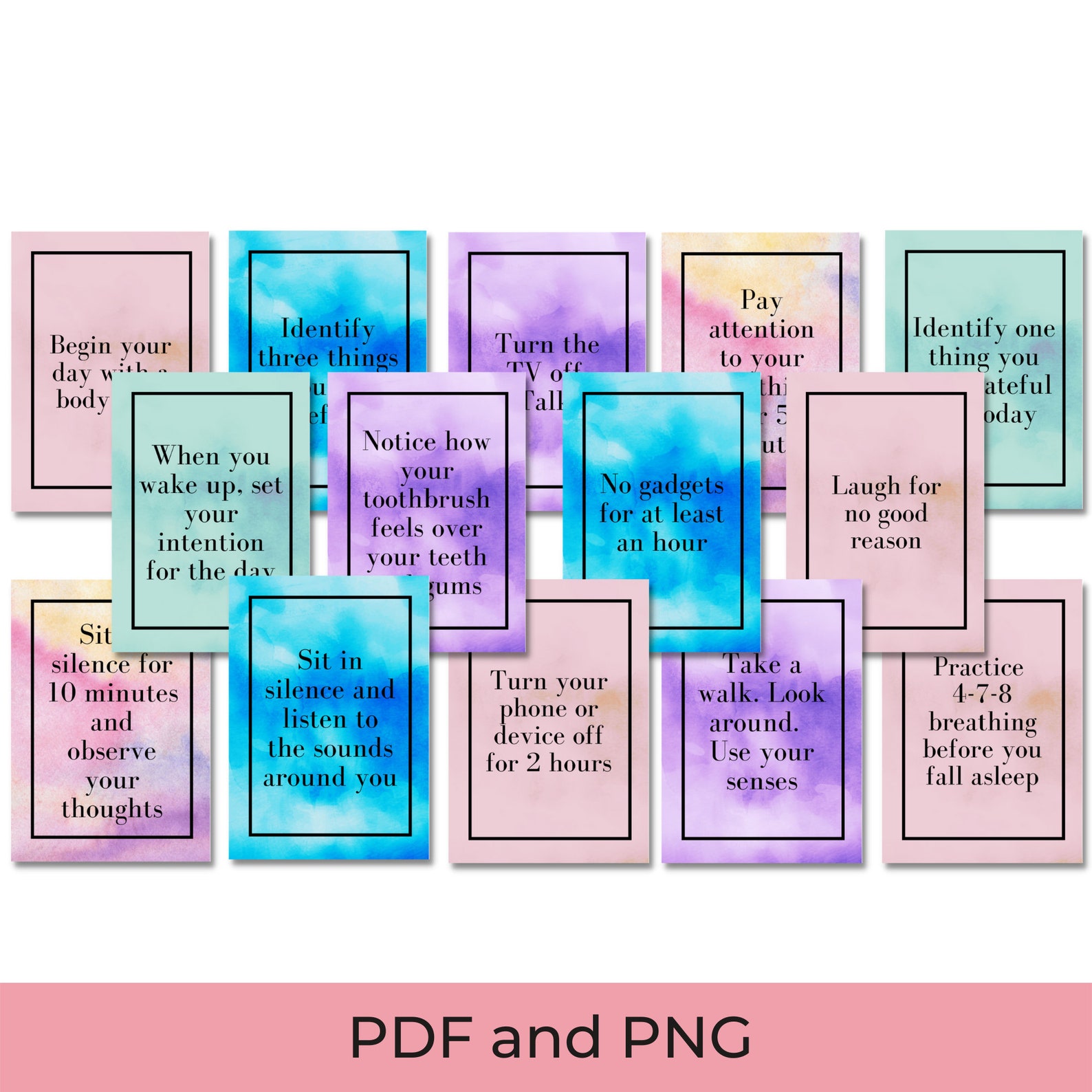PRINTABLE MINDFULNESS CARDS, Mindfulness Gift, Daily Mindfulness