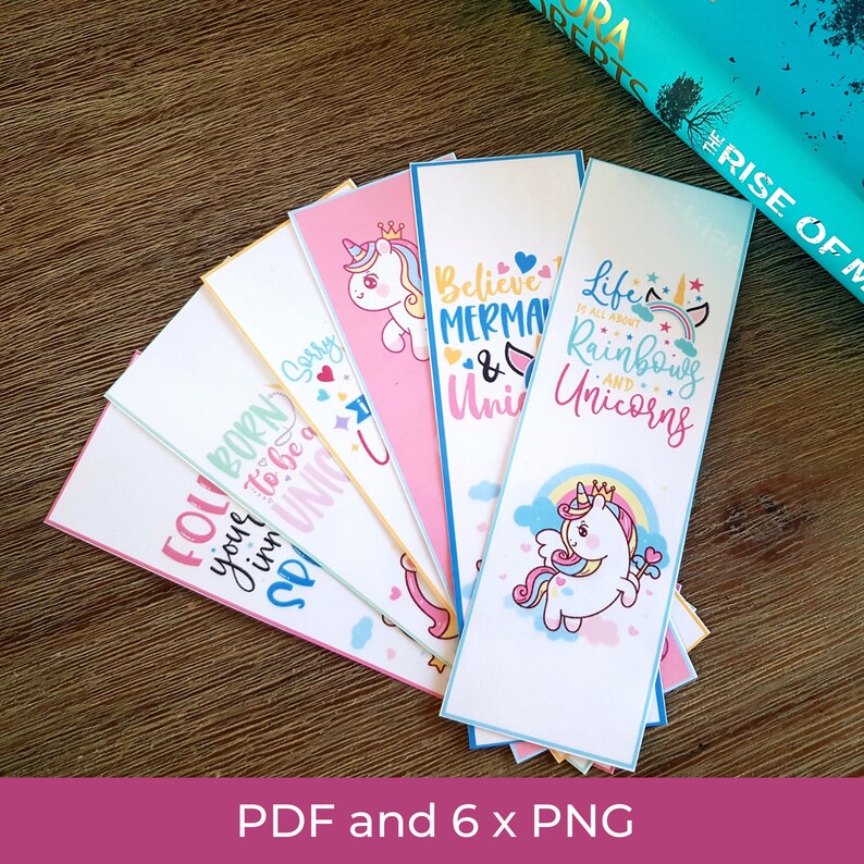 UNICORN BOOKMARK Printable Bookmarks Bookmarks Set Digital - Etsy