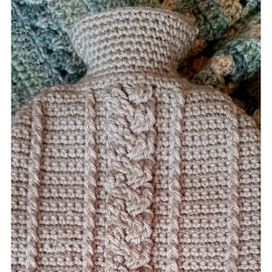 Crochet Pattern Hot Water Bottle Cover, Hot Water Bottle Cover Pattern, Cable Crochet Patterns, Aran Crochet Pattern, Hot Water Bottle Cozy
