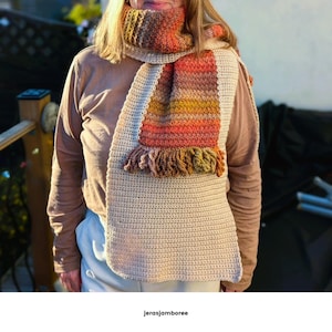 Crochet Scarf Pattern, Long Crochet Scarf, Easy Crochet Scarf Pattern, Crochet Scarf with Fringe, Scarf Pattern