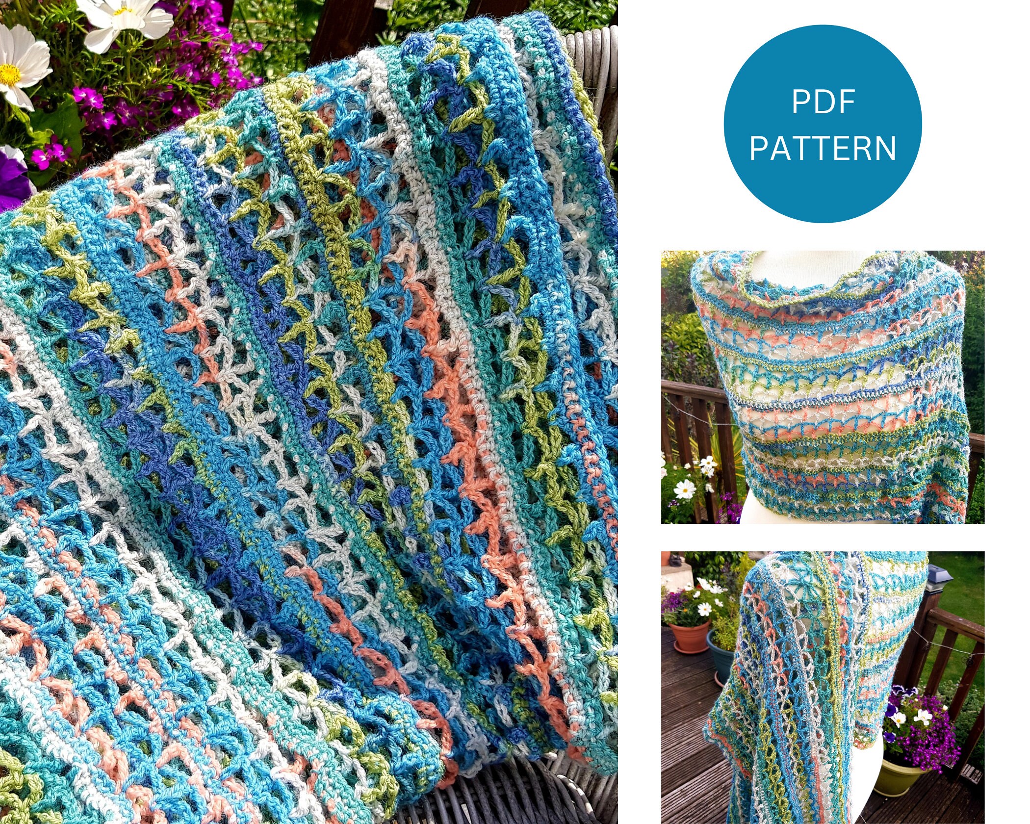Rectangular Shawl Crochet Pattern, Shawl Crochet Pattern, Crochet Shawl ...