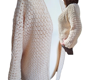 Beginner Crochet Cardigan Pattern, Easy Cardigan Crochet Pattern, Crochet Cardigan Double Knit Pattern, Crochet Cardigan Sweater