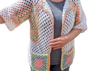 Crochet Cardigan Pattern, Hexagon Granny Square Cardigan, Crochet Hexagon Cardigan Pattern, Granny Square Cardigan Pattern