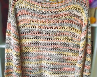 Crochet Sweater Pullover Pattern, Easy Crochet Sweater, Crochet Jumper, 4ply Crochet Pattern, Sock Yarn Crochet Sweater