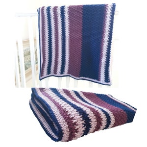 Stripe Crochet Blanket Pattern, Easy Crochet Blanket Pattern, Crochet Pattern Afghan, Colourful Crochet Blanket Pattern, Alpine Stitch image 5
