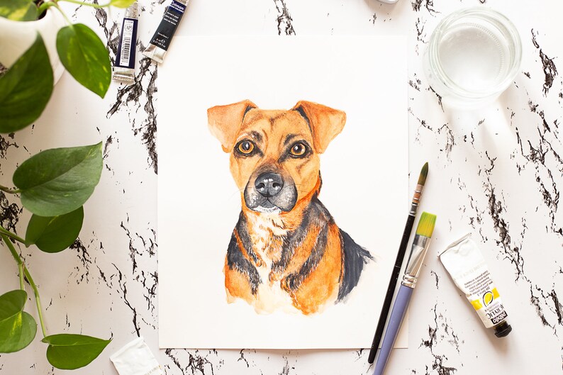 Custom Pet Portrait Handpainted Watercolour Animal Etsy