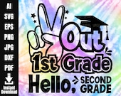 Peace Out First Grade SVG Hello 2nd Grade 1st Grade Graduation Last Day of First Grade Peace Out First Grade png Digital File Commercial Use