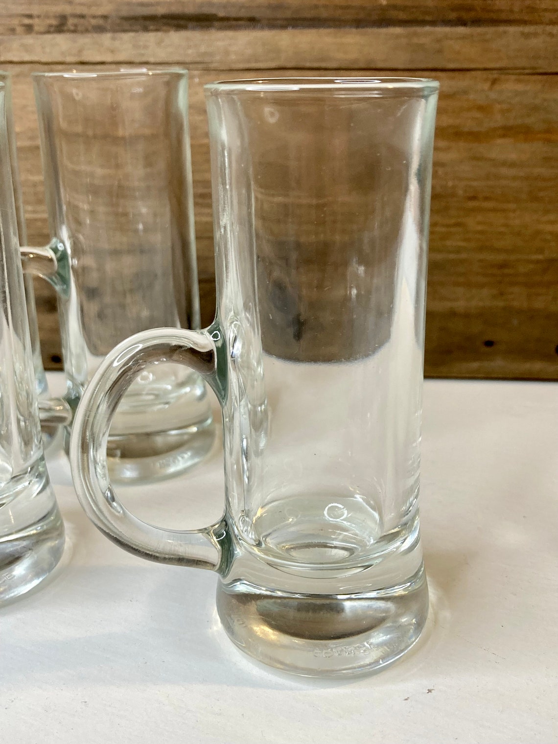 VINTAGE Tall Shot Glasses with Mug Handles Barware Liquor Etsy