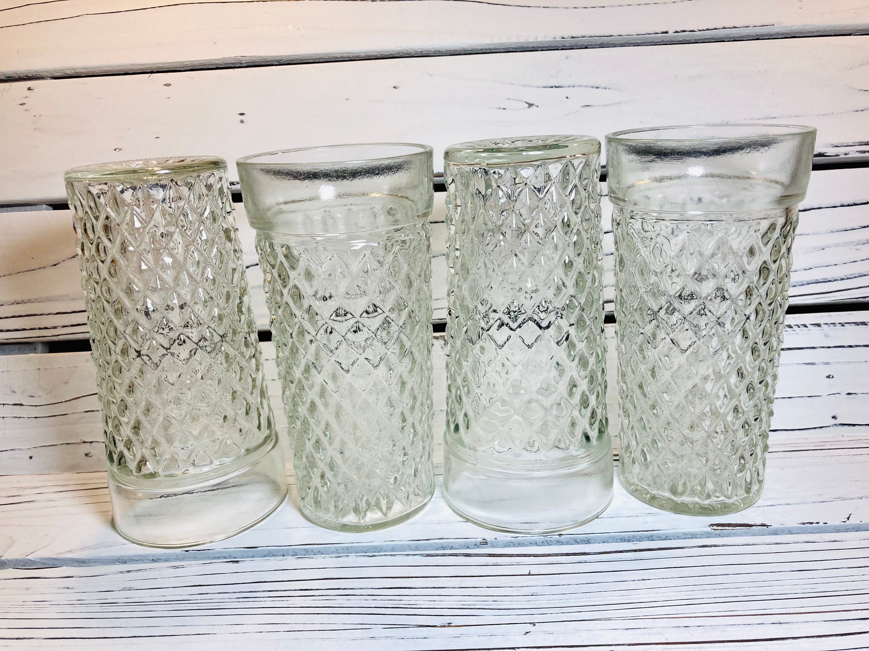 VINTAGE Anchor Hocking set of 4 Clear Textured Etsy