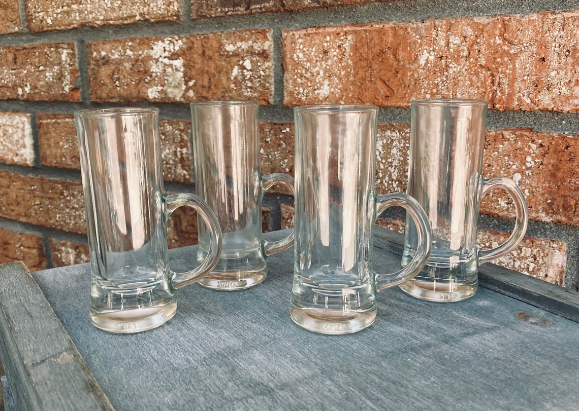 VINTAGE Tall Shot Glasses with Mug Handles Barware Liquor Etsy