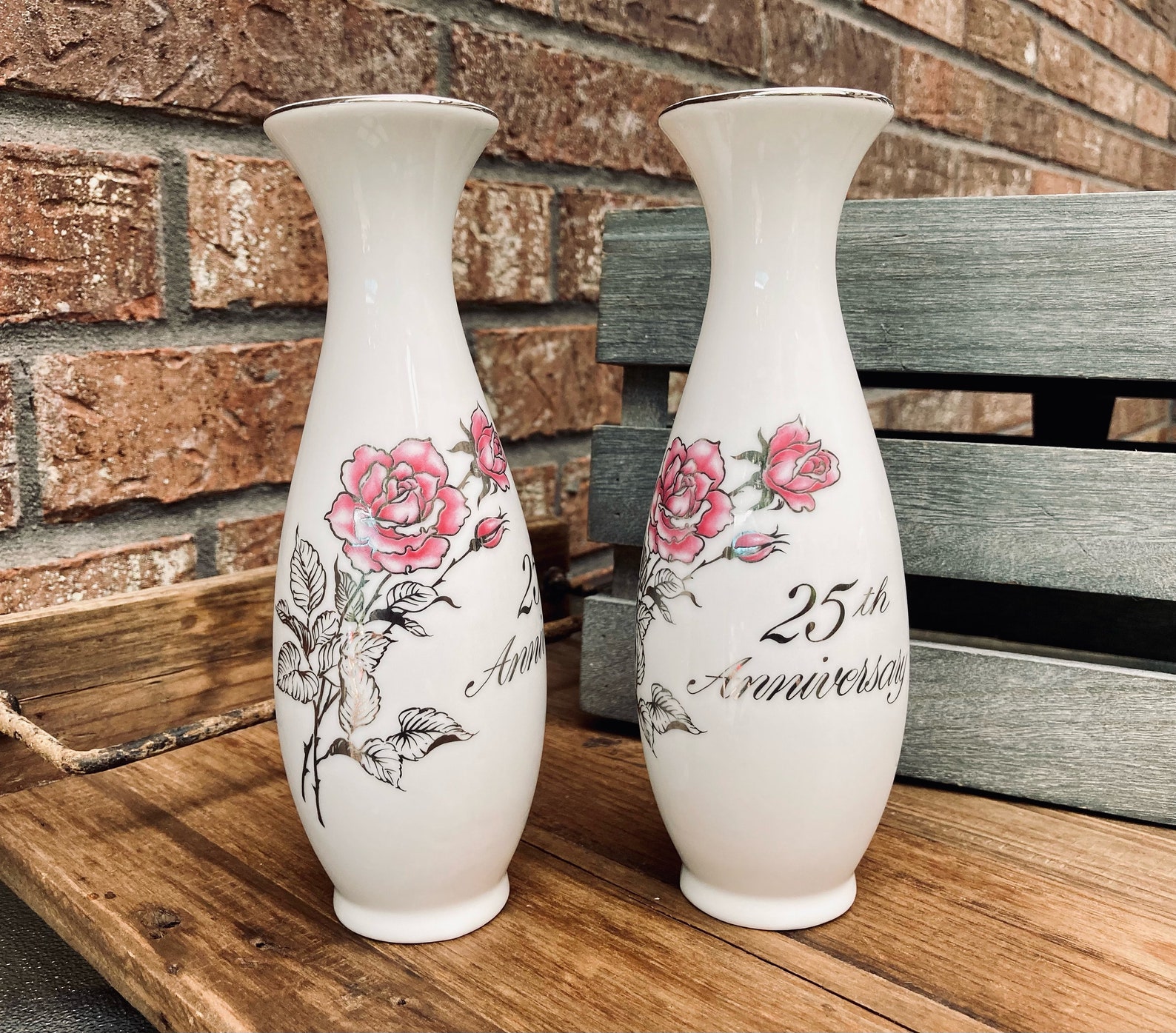 VINTAGE 25th Wedding Anniversary Vase Treasure Masters Etsy